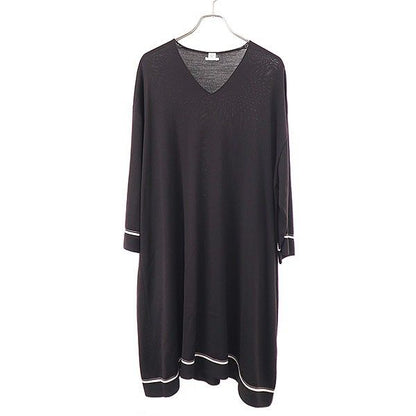 Hermes V-neck Wool Knit Dress Brown 38