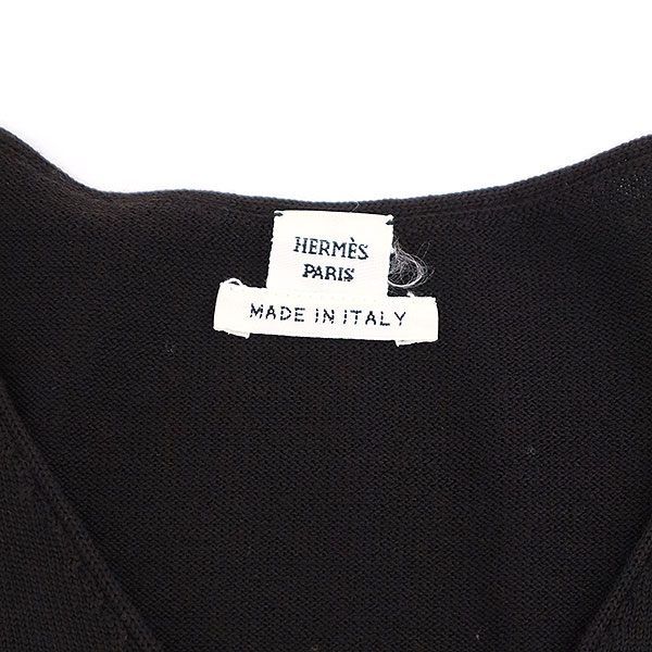 Hermes V-neck Wool Knit Dress Brown 38 — view 3
