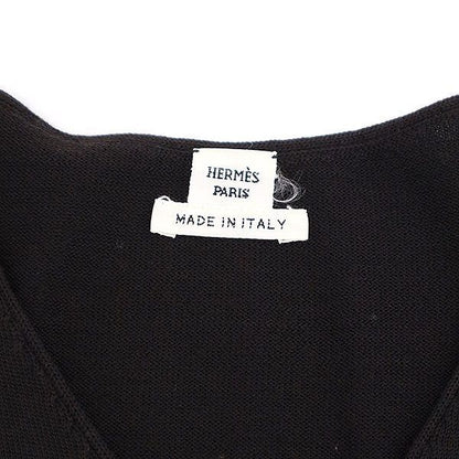 Hermes V-neck Wool Knit Dress Brown 38 — view 3