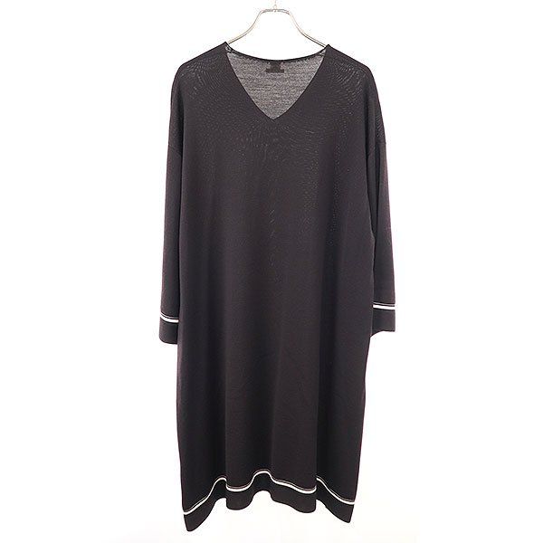Hermes V-neck Wool Knit Dress Brown 38 — view 2