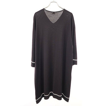 Hermes V-neck Wool Knit Dress Brown 38 — view 2