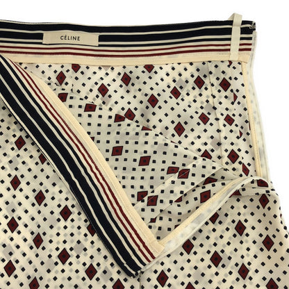 Celine by Phoebe Philo Diamond Pattern Silk Skirt 2 White 34 — view 4