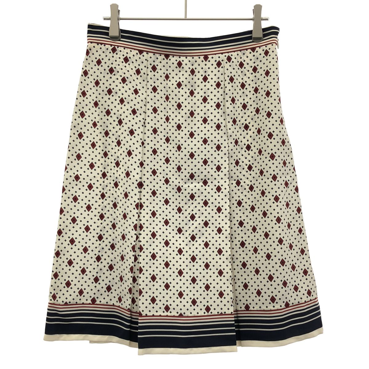 Celine by Phoebe Philo Diamond Pattern Silk Skirt 2 White 34