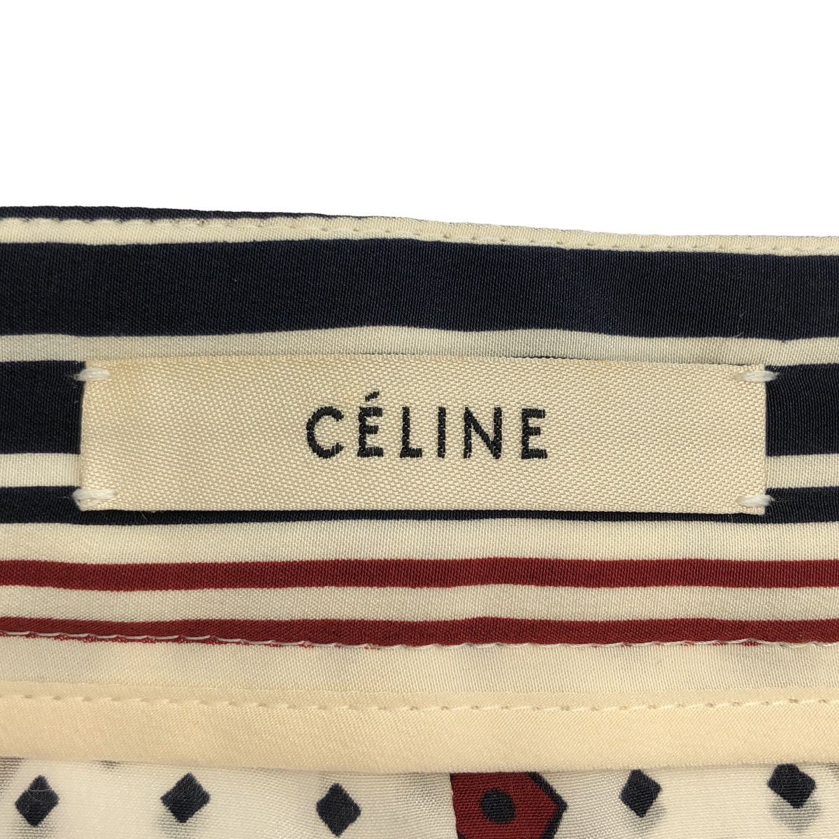 Celine by Phoebe Philo Diamond Pattern Silk Skirt 2 White 34 — view 3