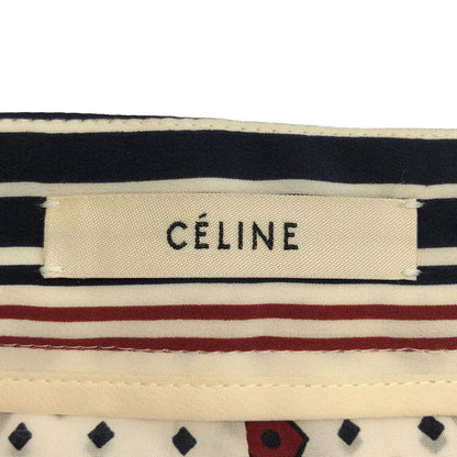 Celine by Phoebe Philo Diamond Pattern Silk Skirt 2 White 34 — view 3