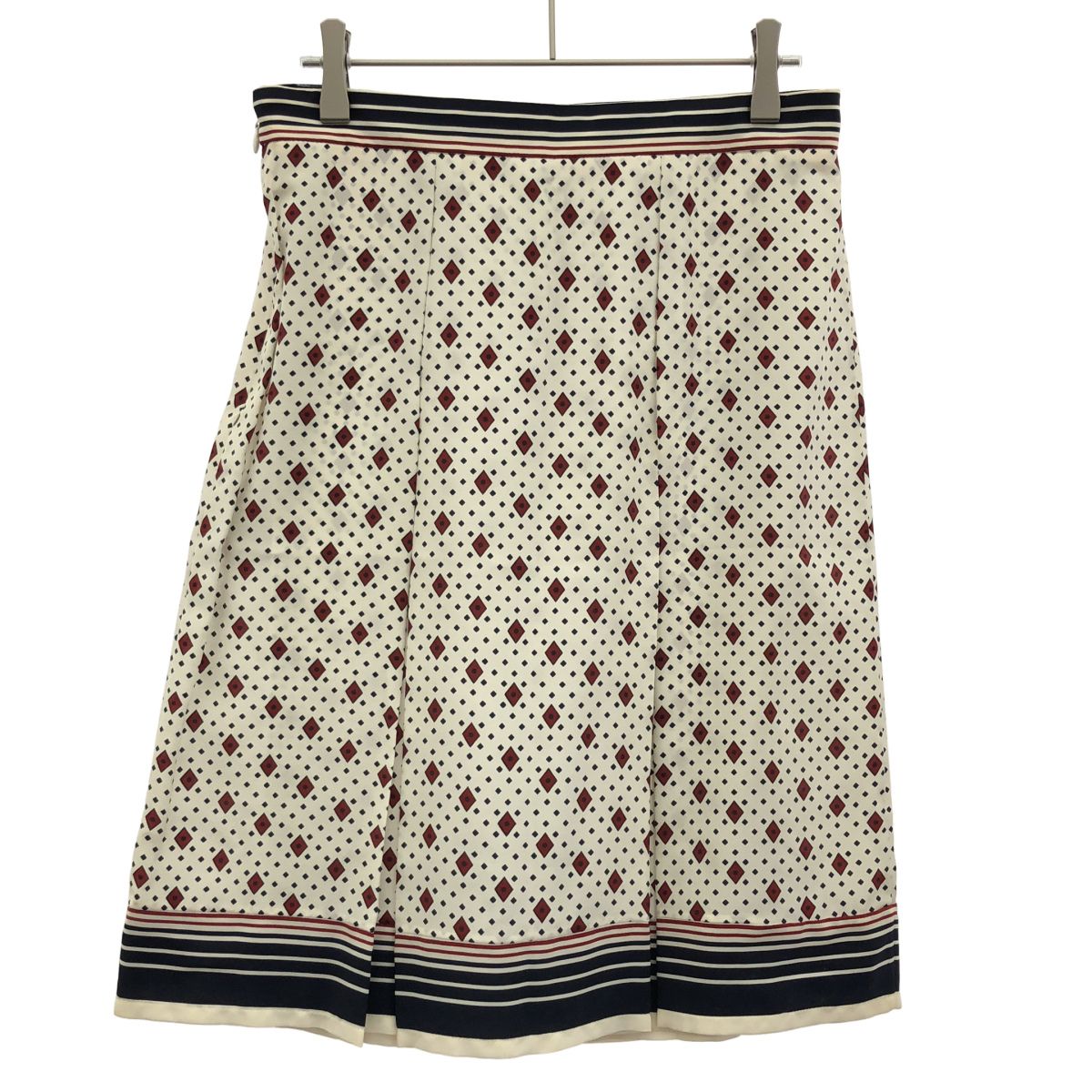 Celine by Phoebe Philo Diamond Pattern Silk Skirt 2 White 34 — view 2
