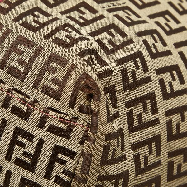 Fendi Zucchino Tote Shoulder Bag Black Canvas Leather — view 6