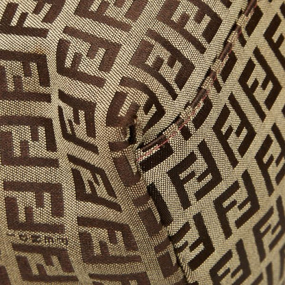 Fendi Zucchino Tote Shoulder Bag Black Canvas Leather — view 7