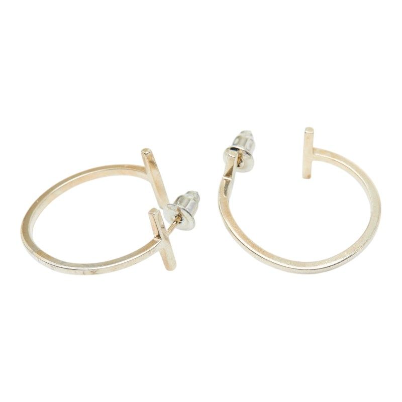 Tiffany & Co T Wire Hoop Earrings Silver