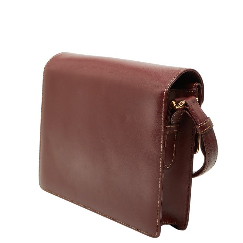 Cartier Must Line Crossbody Flap Shoulder Bag Wine Red Leather — view 2
