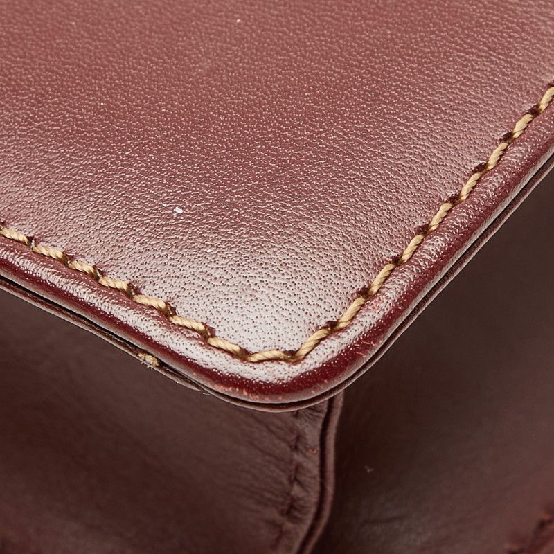 Cartier Must Line Crossbody Flap Shoulder Bag Wine Red Leather — view 6