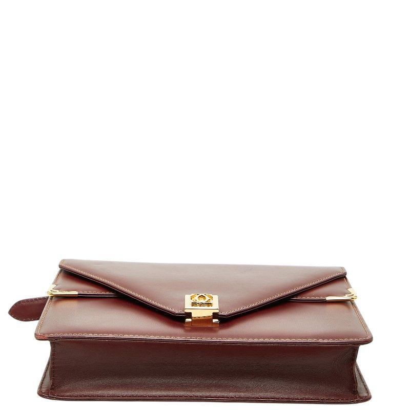 Cartier Must Line Crossbody Flap Shoulder Bag Wine Red Leather — view 3