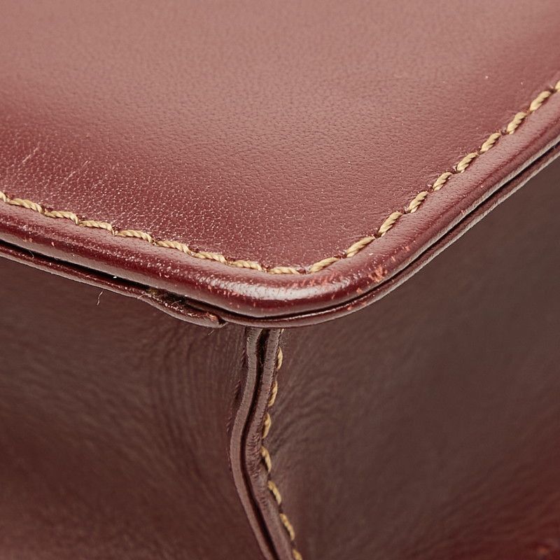 Cartier Must Line Crossbody Flap Shoulder Bag Wine Red Leather — view 4