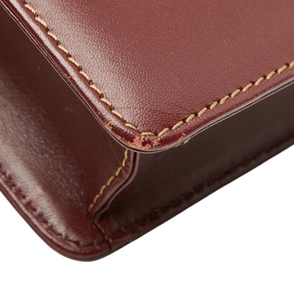 Cartier Must Line Crossbody Flap Shoulder Bag Wine Red Leather — view 7