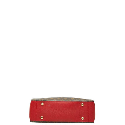 Louis Vuitton Monogram Calf MM Tote Shoulder Bag Brown Cerise Red Leather — view 3