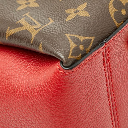 Louis Vuitton Monogram Calf MM Tote Shoulder Bag Brown Cerise Red Leather — view 5