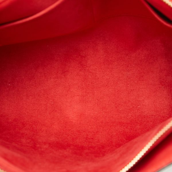 Louis Vuitton Monogram Calf MM Tote Shoulder Bag Brown Cerise Red Leather — view 8