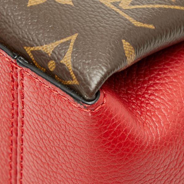 Louis Vuitton Monogram Calf MM Tote Shoulder Bag Brown Cerise Red Leather — view 6