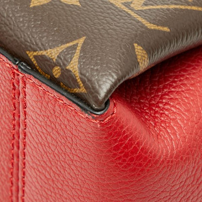 Louis Vuitton Monogram Calf MM Tote Shoulder Bag Brown Cerise Red Leather — view 6