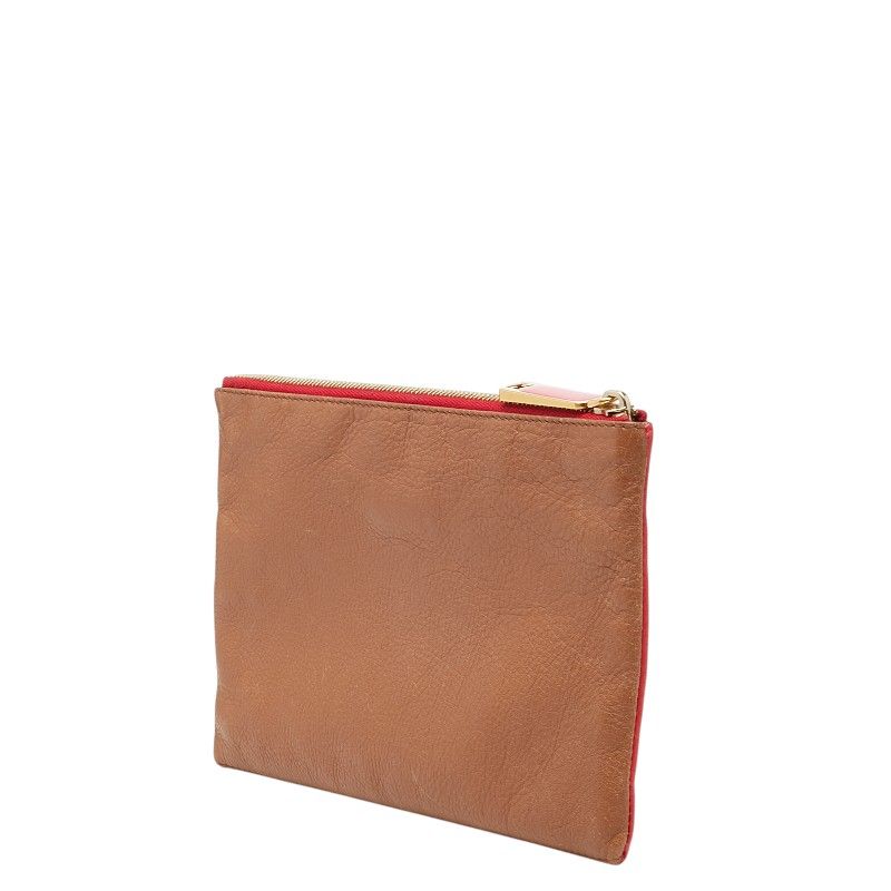 Fendi Pouch Red Brown Leather — view 2