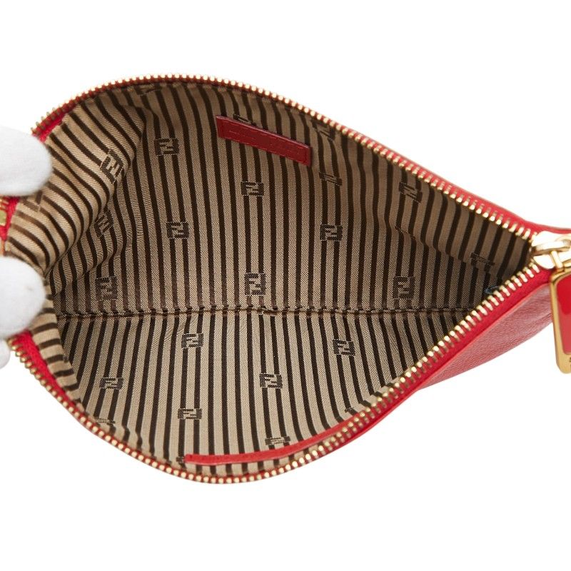 Fendi Pouch Red Brown Leather — view 7
