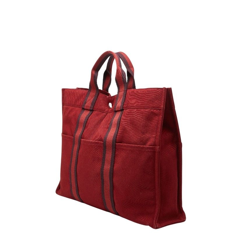 Hermes Fourre Tout MM Tote Red Canvas — view 2