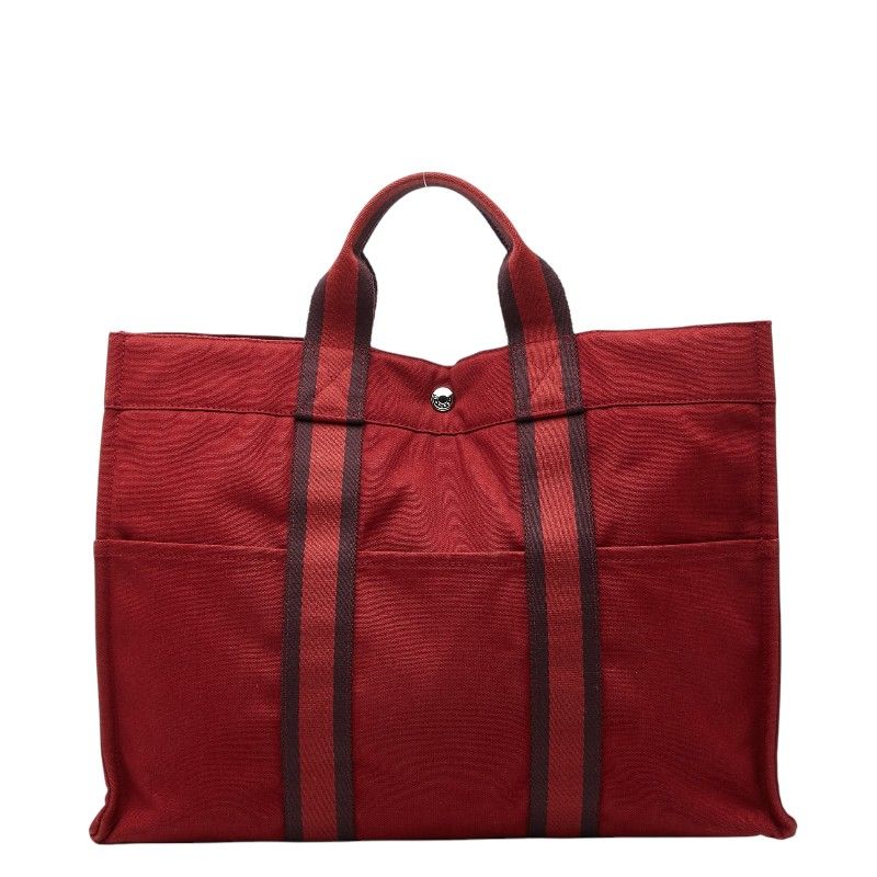 Hermes Fourre Tout MM Tote Red Canvas