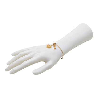 Chanel CC Logo Heart Key Bracelet Gold Plated Line Stone — view 6