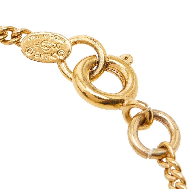 Chanel CC Logo Heart Key Bracelet Gold Plated Line Stone — view 4