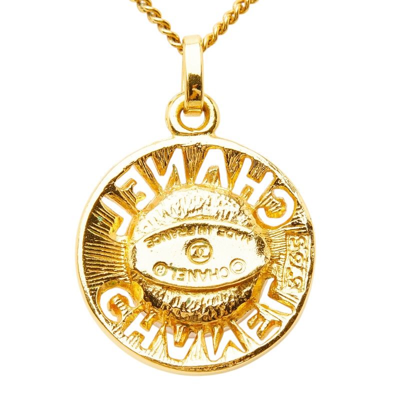 Chanel Logo Necklace Gold Plated Faux Pearl — view 3