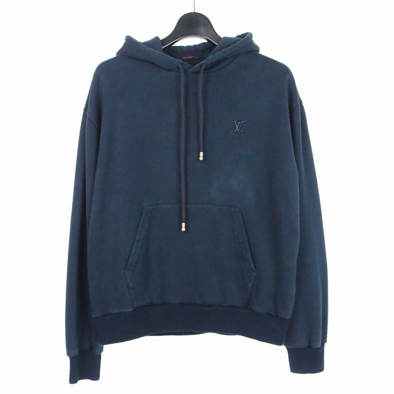 Louis Vuitton Silk Blend Signature Hoodie L Navy Uqq