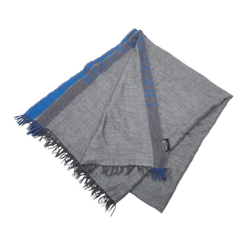 Bvlgari Logo Shawl Gray Blue Wool Cashmere 1- Scarf — view 2