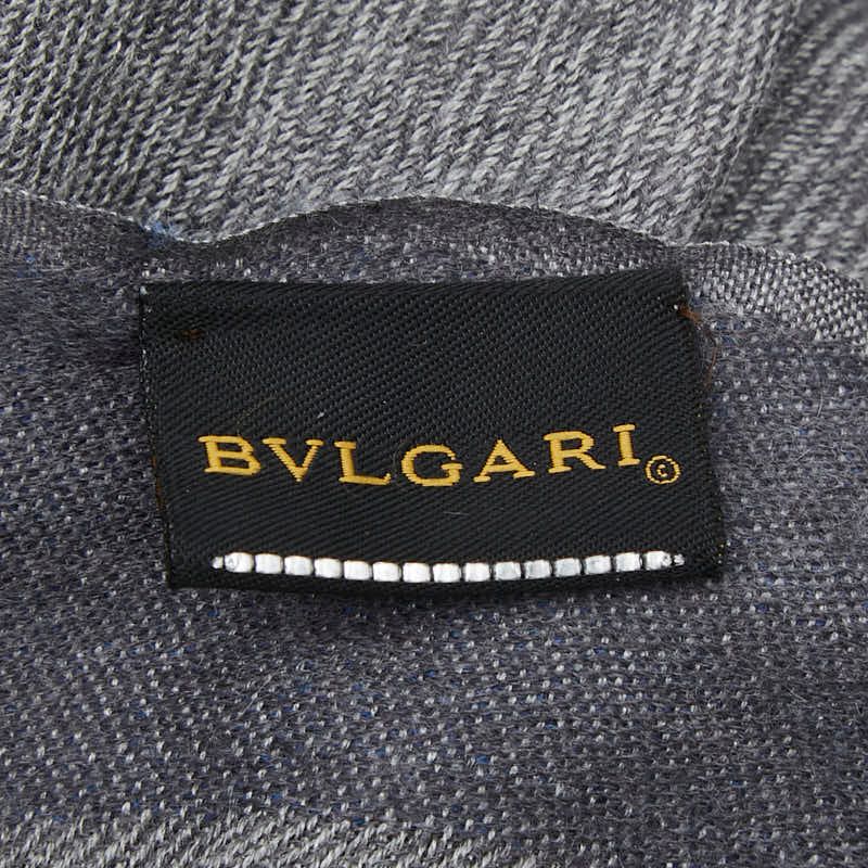 Bvlgari Logo Shawl Gray Blue Wool Cashmere 1- Scarf — view 7