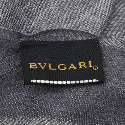 Bvlgari Logo Shawl Gray Blue Wool Cashmere 1- Scarf — view 7