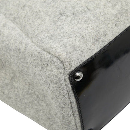 Fendi Toujour Tote Gray Black Wool Leather — view 7