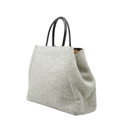 Fendi Toujour Tote Gray Black Wool Leather — view 2
