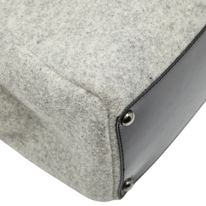 Fendi Toujour Tote Gray Black Wool Leather — view 5