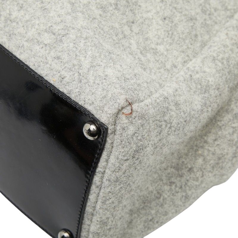 Fendi Toujour Tote Gray Black Wool Leather — view 6