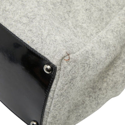 Fendi Toujour Tote Gray Black Wool Leather — view 6
