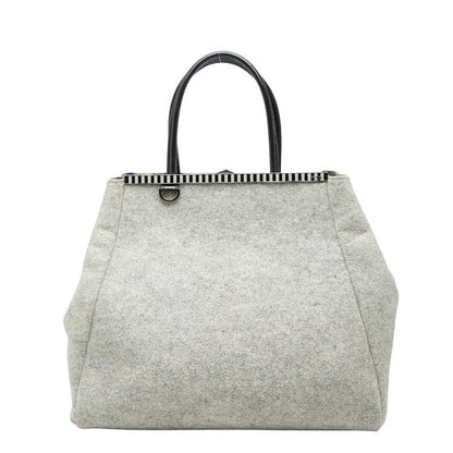 Fendi Toujour Tote Gray Black Wool Leather