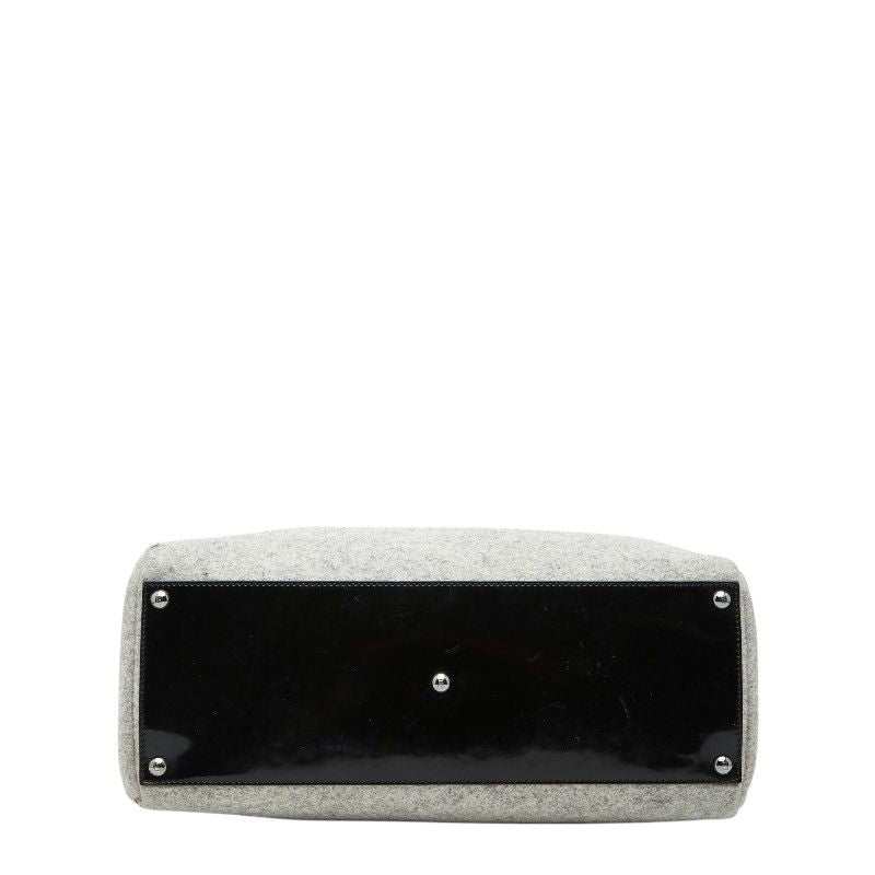 Fendi Toujour Tote Gray Black Wool Leather — view 3