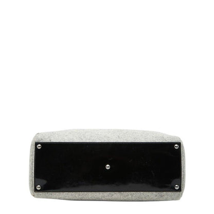 Fendi Toujour Tote Gray Black Wool Leather — view 3