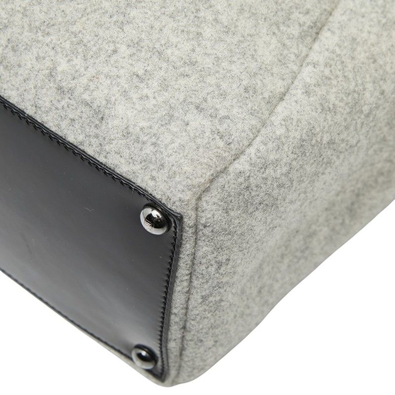 Fendi Toujour Tote Gray Black Wool Leather — view 4