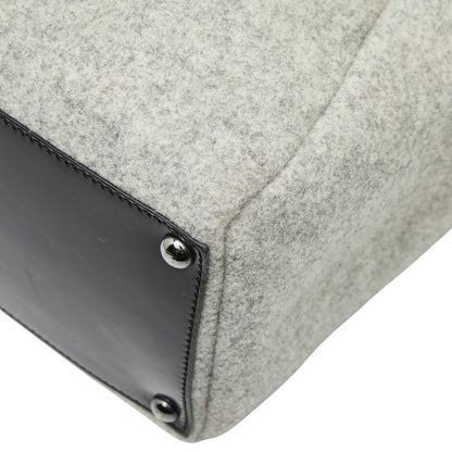 Fendi Toujour Tote Gray Black Wool Leather — view 4