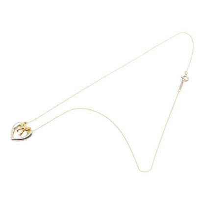 Tiffany & Co Heart Ribbon Necklace Silver 18k Yellow Gold — view 4