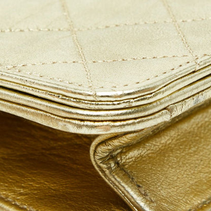 Chanel CC Logo Mini Quilted Chain Shoulder Bag Gold Leather — view 5