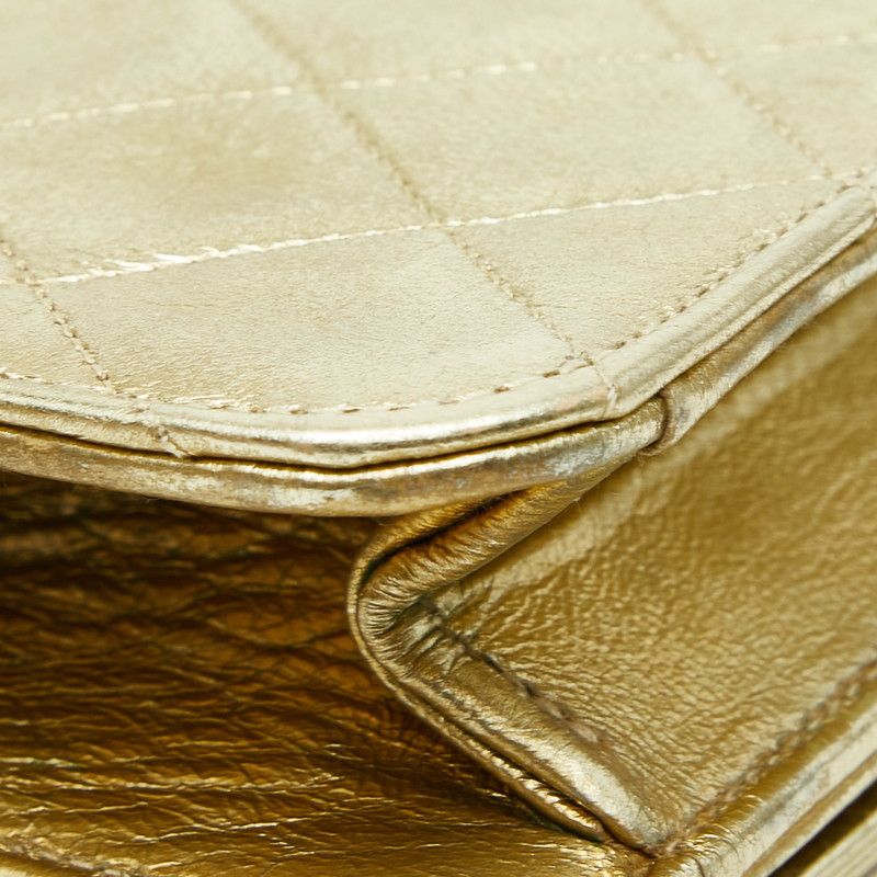 Chanel CC Logo Mini Quilted Chain Shoulder Bag Gold Leather — view 7