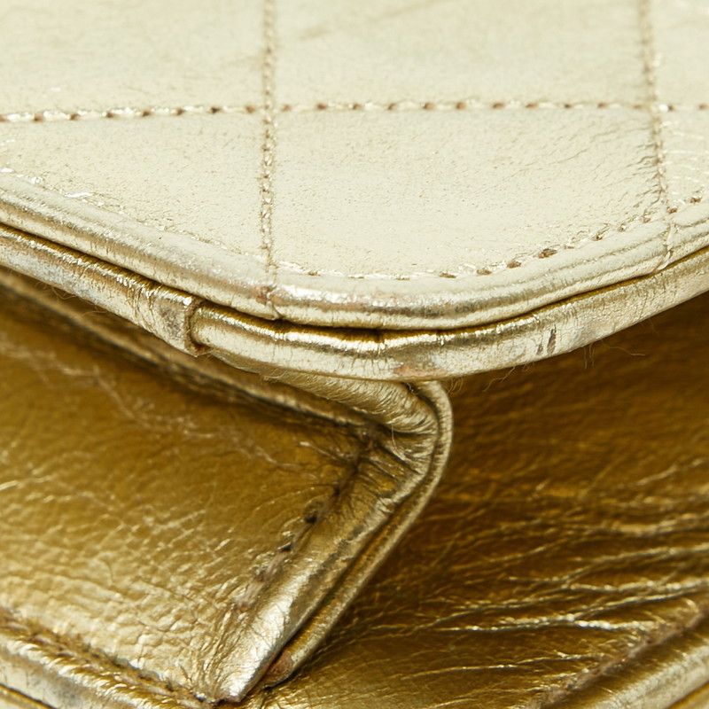 Chanel CC Logo Mini Quilted Chain Shoulder Bag Gold Leather — view 4