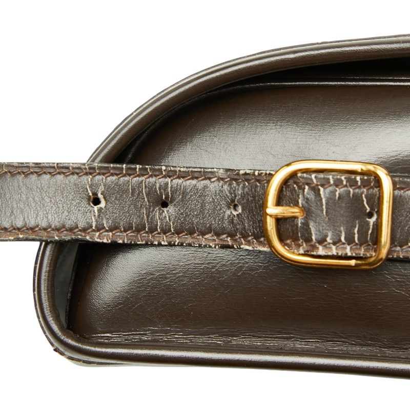 Hermes Duffle Crossbody Shoulder Bag Brown Leather — view 6