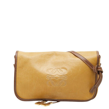 Loewe Anagram Crossbody Shoulder Bag Yellow Brown Leather
